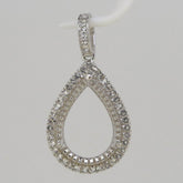 Sterling Silver Semi Mount Pendant Setting Pear PE 15x10mm Halo Topaz - Syzjewelry